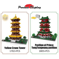 Thumbnail for Building Blocks MOC Architecture The Yellow Crane Tower Bricks Toys Construction Set Toys - 4