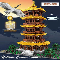 Thumbnail for Building Blocks MOC Architecture The Yellow Crane Tower Bricks Toys Construction Set Toys - 2