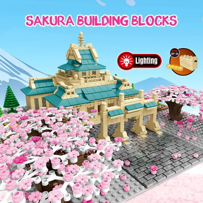 Building Blocks MOC Cherry Blossom Season Tree House Bricks Toy - 5