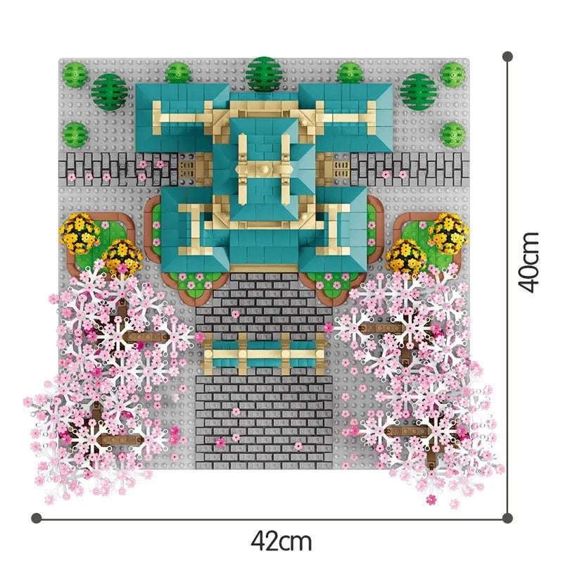 Building Blocks MOC Cherry Blossom Season Tree House Bricks Toy Construction Set Toys - 6