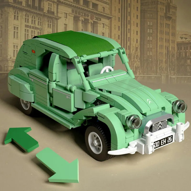 dOMOb Citroen 2CV French Retro Car Building Kit Bricks Toys for 8+ Age Kids  & Adults Authorized Vehicle Model 1:24 Simulated Build 298 Pieces or