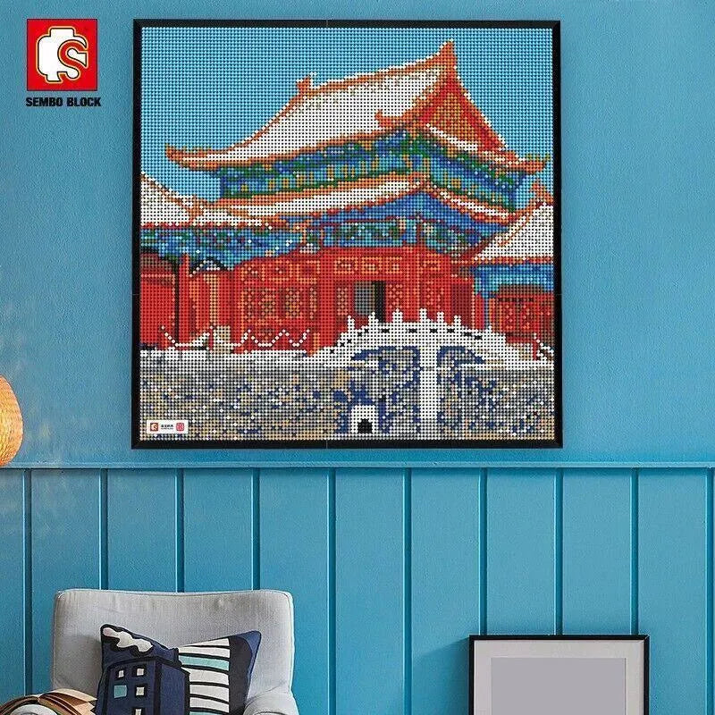 Building Blocks MOC Expert Art Forbidden City Picture Frame Bricks Toy - 2