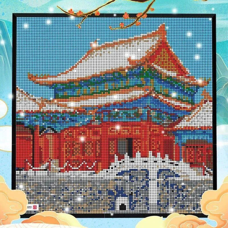 Building Blocks MOC Expert Art Forbidden City Picture Frame Bricks Toy - 5