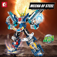 Thumbnail for Building Blocks MOC Expert Mecha Warrior Transformed Steel Robot Bricks Toy Construction Set Toys - 3