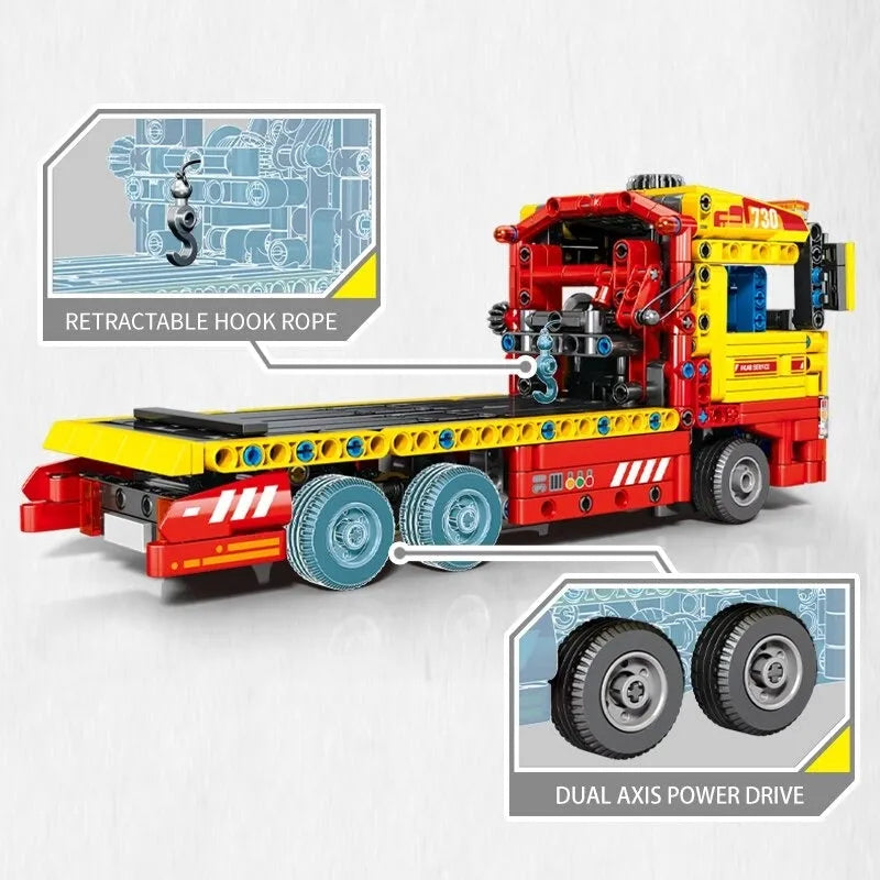 Building Blocks MOC Flatbed City Rescue Truck Bricks Toys 709800 - 3