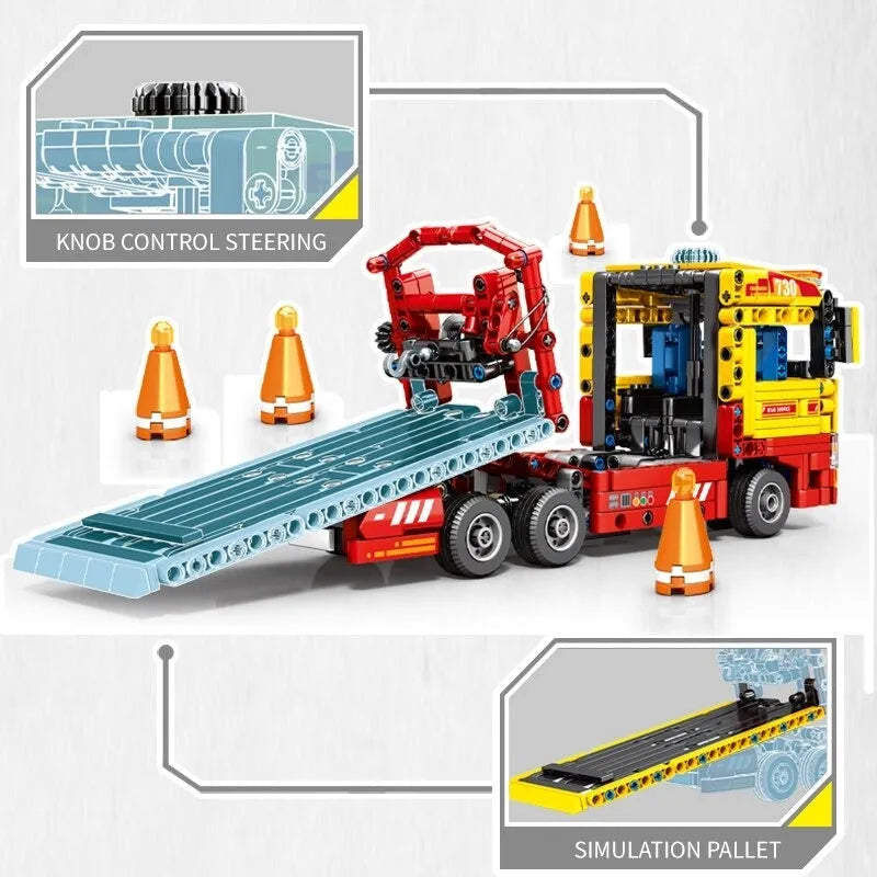 Building Blocks MOC Flatbed City Rescue Truck Bricks Toys 709800 - 4
