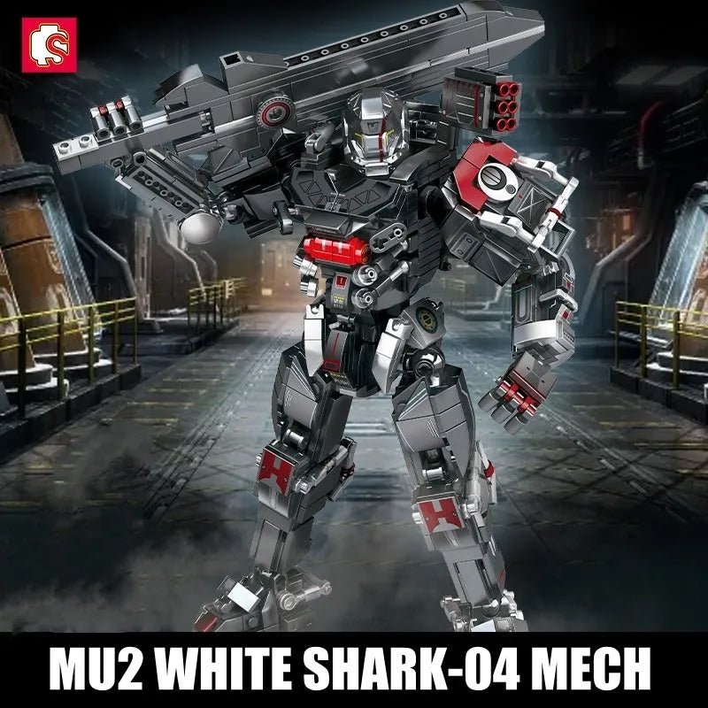 Building Blocks MOC Heavy Duty Mecha Robot MU2 White Shark Bricks Toy - 3