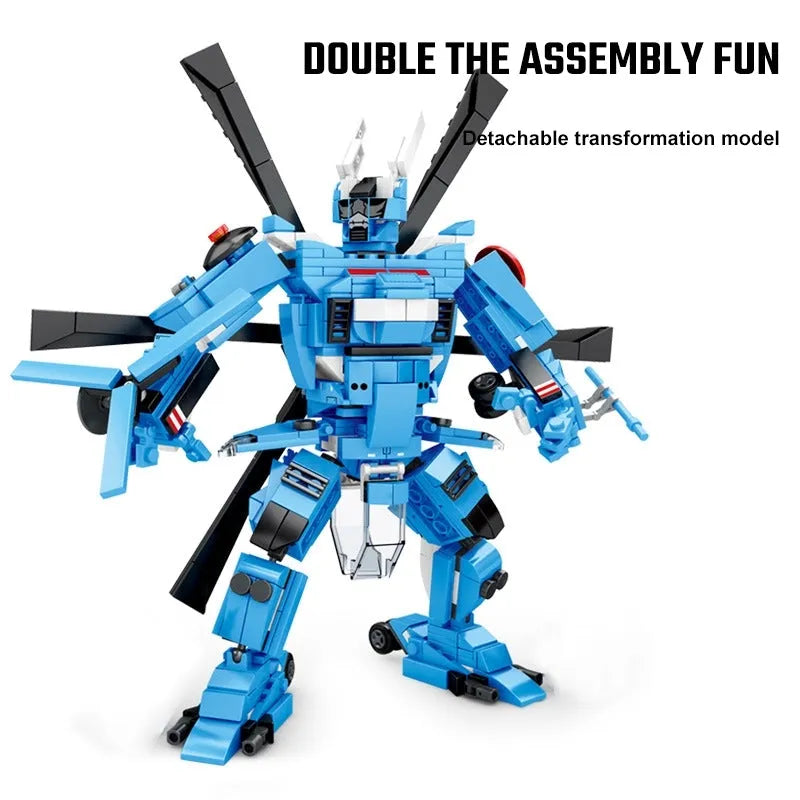 Building Blocks MOC Military H - 92 Armed Helicopter Mecha Robots Bricks Toy - 2