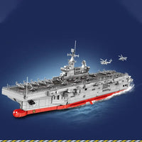 Thumbnail for Building Blocks MOC Military Helicopter Landing Dock Carrier Bricks Toys - 8