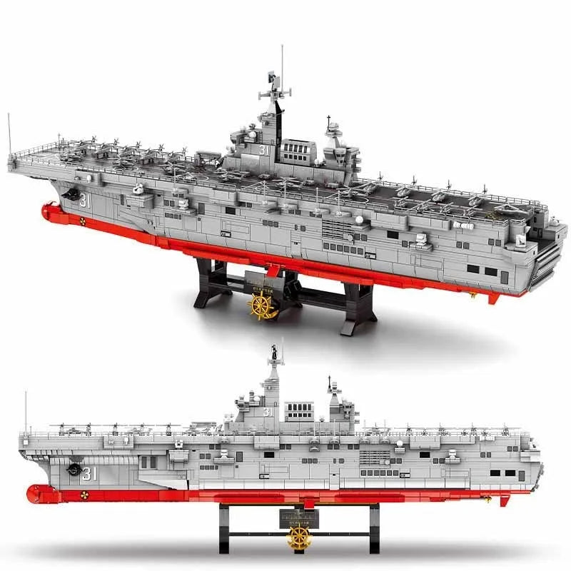 Building Blocks MOC Military Helicopter Landing Dock Carrier Bricks Toys - 4