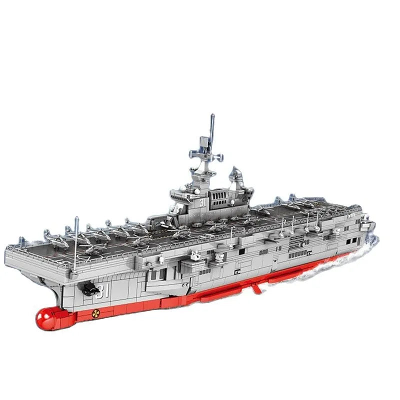 Building Blocks MOC Military Helicopter Landing Dock Carrier Bricks Toys - 1