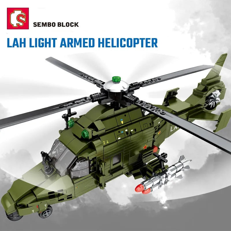 Building Blocks MOC Military Light Armed Helicopter Mecha Robots Bricks Toys - 2