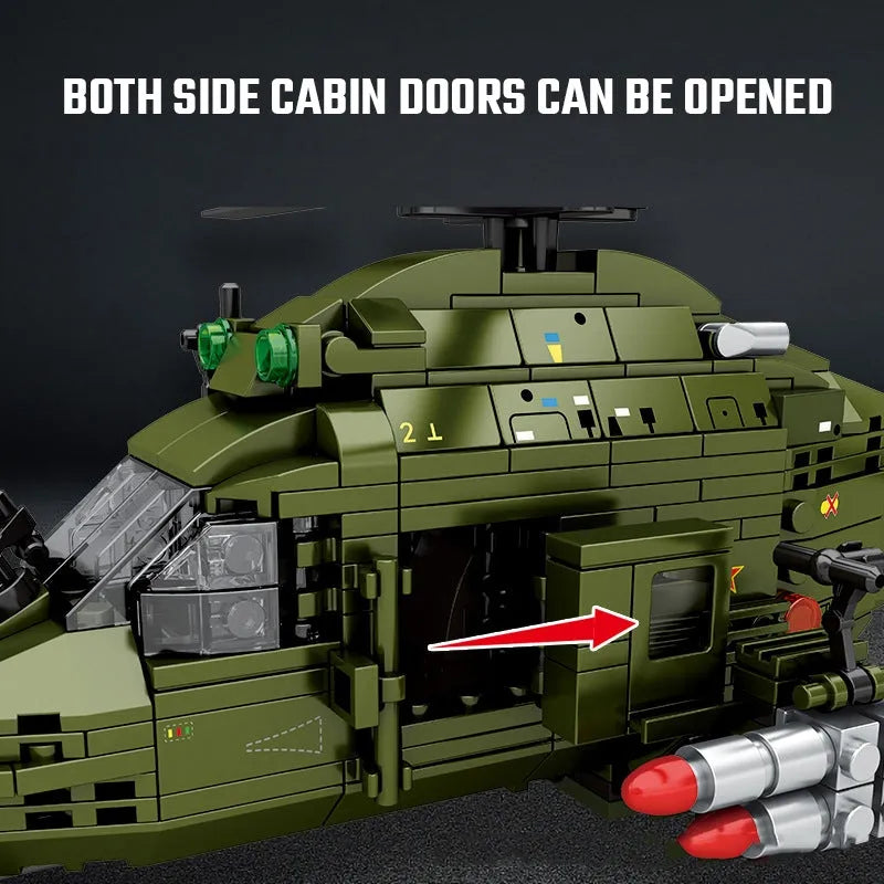 Building Blocks MOC Military Light Armed Helicopter Mecha Robots Bricks Toys - 3
