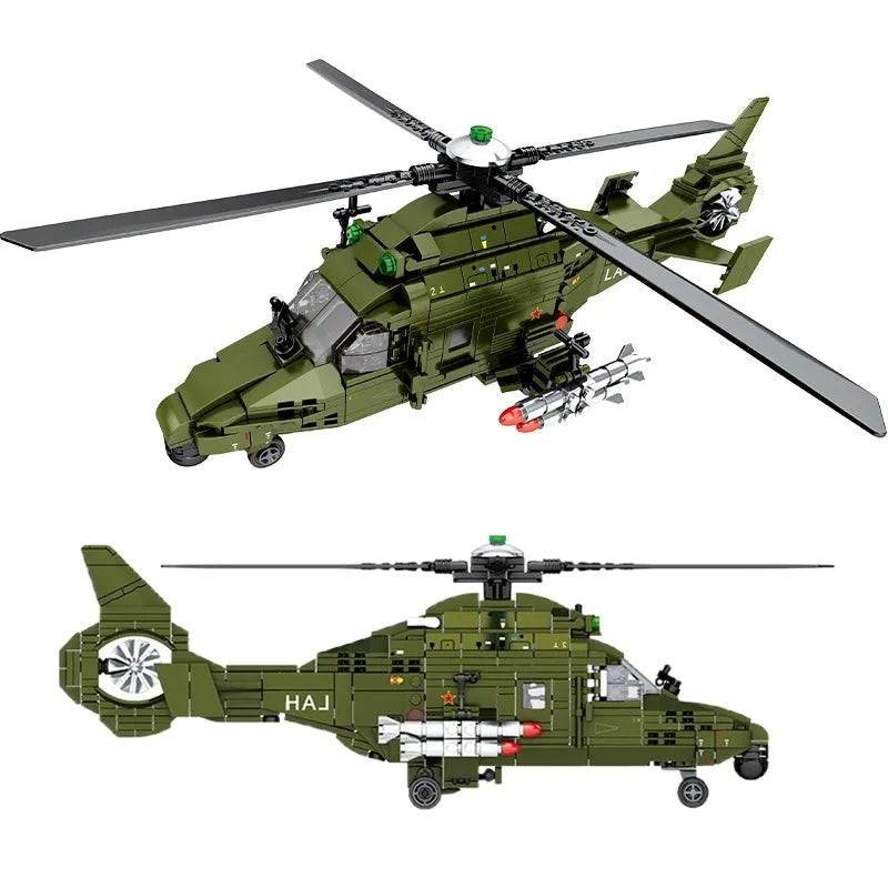 Building Blocks MOC Military Light Armed Helicopter Mecha Robots Bricks Toys - 1
