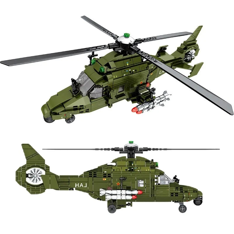 Building Blocks MOC Military Light Armed Helicopter Mecha Robots Bricks Toys Construction Set Toys - 1