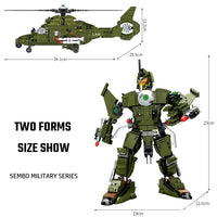 Thumbnail for Building Blocks MOC Military Light Armed Helicopter Mecha Robots Bricks Toys Construction Set Toys - 6