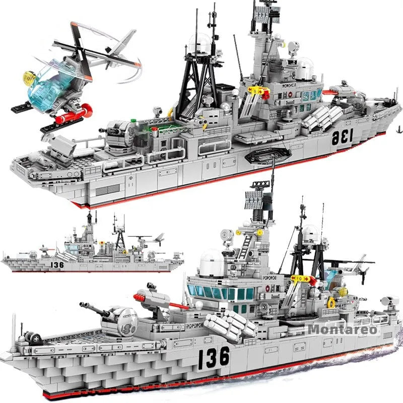 Building Blocks MOC Military Navy 956 Destroyer Battleship Bricks Toy Construction Set Toys - 10