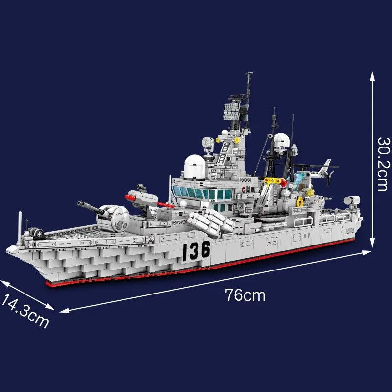 Building Blocks MOC Military Navy 956 Destroyer Battleship Bricks Toy - 4