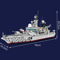 Thumbnail for Building Blocks MOC Military Navy 956 Destroyer Battleship Bricks Toy - 4