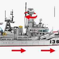 Thumbnail for Building Blocks MOC Military Navy 956 Destroyer Battleship Bricks Toy - 5