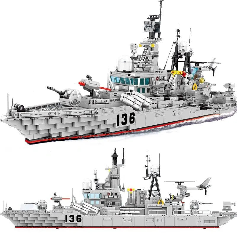 Building Blocks MOC Military Navy 956 Destroyer Battleship Bricks Toy - 1