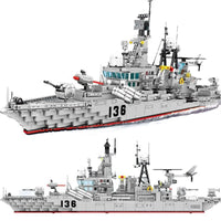 Thumbnail for Building Blocks MOC Military Navy 956 Destroyer Battleship Bricks Toy Construction Set Toys - 1