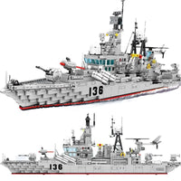Thumbnail for Building Blocks MOC Military Navy 956 Destroyer Battleship Bricks Toy - 1