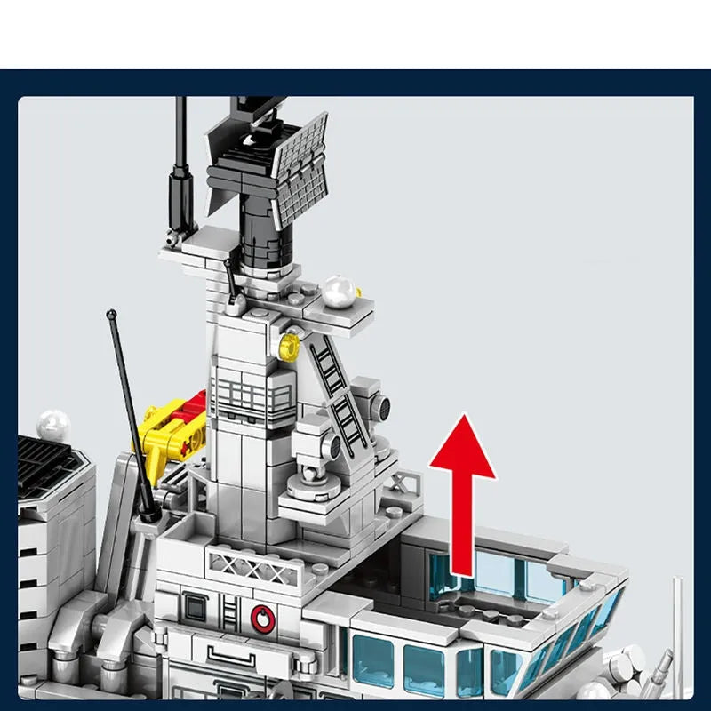 Building Blocks MOC Military Navy 956 Destroyer Battleship Bricks Toy - 6