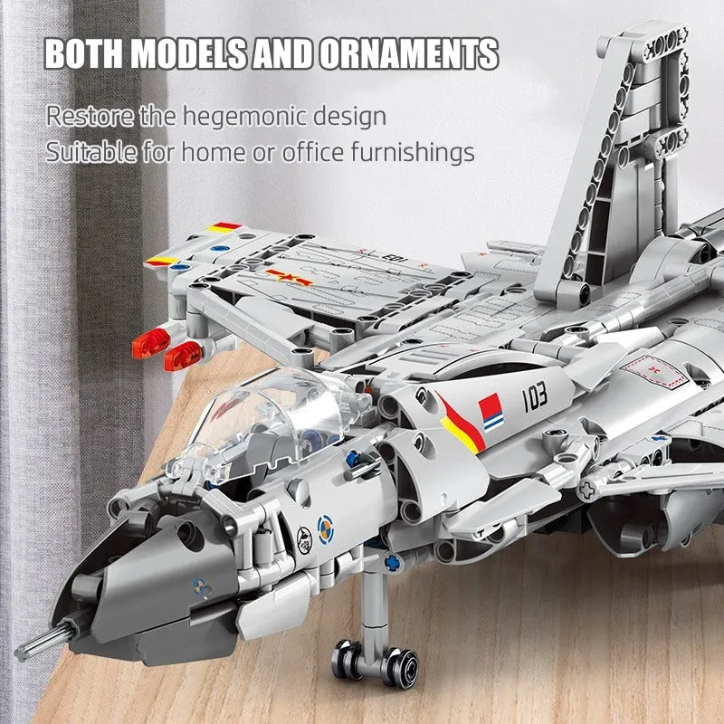 Building Blocks MOC Military RC J-15 Flying Shark Aircraft Bricks Toy - 3