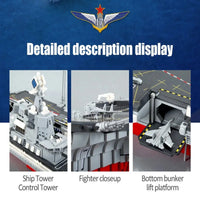 Thumbnail for Building Blocks MOC Military WW2 Aircraft Carrier Warship Bricks Toys - 12