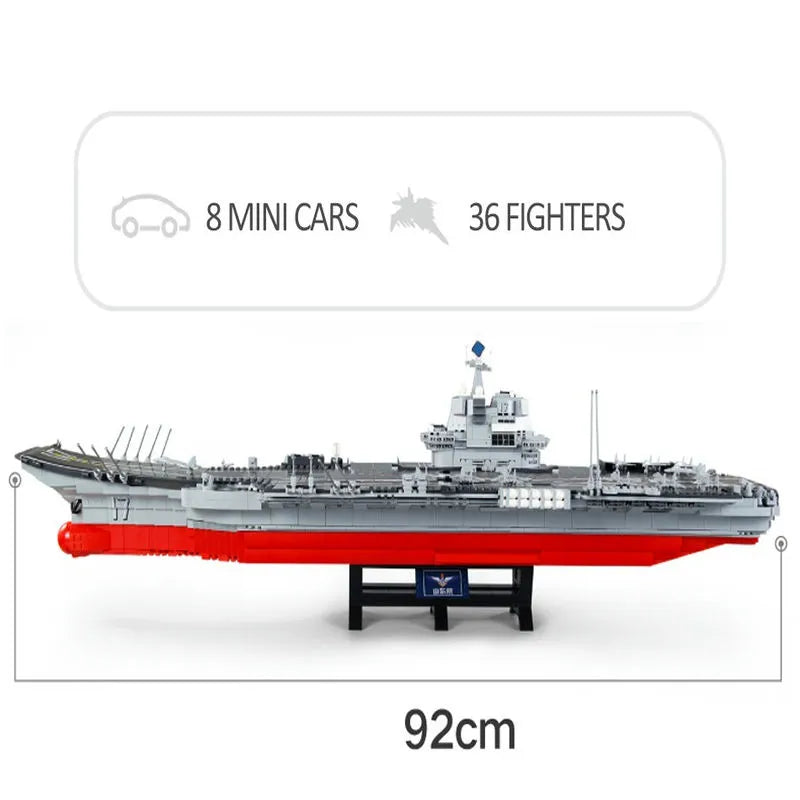 Building Blocks MOC Military WW2 Aircraft Carrier Warship Bricks Toys - 13