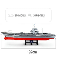 Thumbnail for Building Blocks MOC Military WW2 Aircraft Carrier Warship Bricks Toys - 13