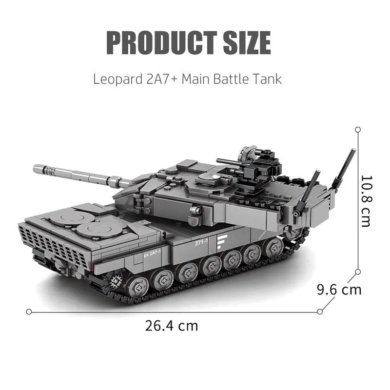 Building Blocks MOC Military WW2 German Leopard 2A7 Main Battle Tank Bricks Toy - 7