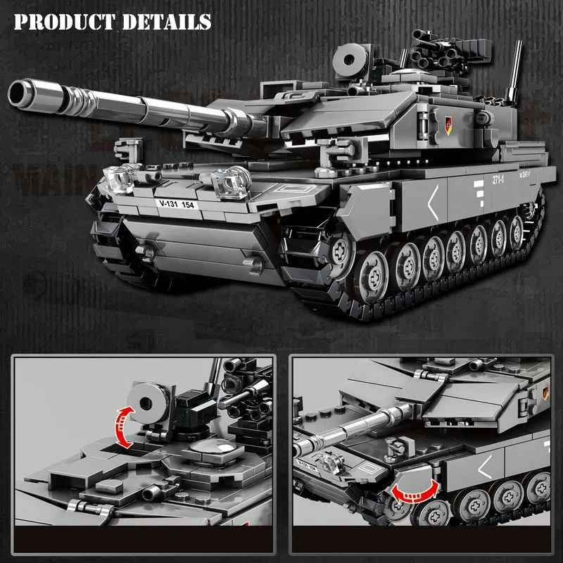 Building Blocks MOC Military WW2 German Leopard 2A7 Main Battle Tank Bricks Toy - 9