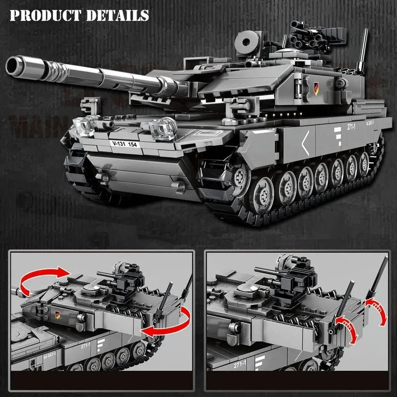 Building Blocks MOC Military WW2 German Leopard 2A7 Main Battle Tank Bricks Toy - 11