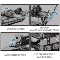 Thumbnail for Building Blocks MOC Military WW2 German Leopard 2A7 Main Battle Tank Bricks Toy - 4