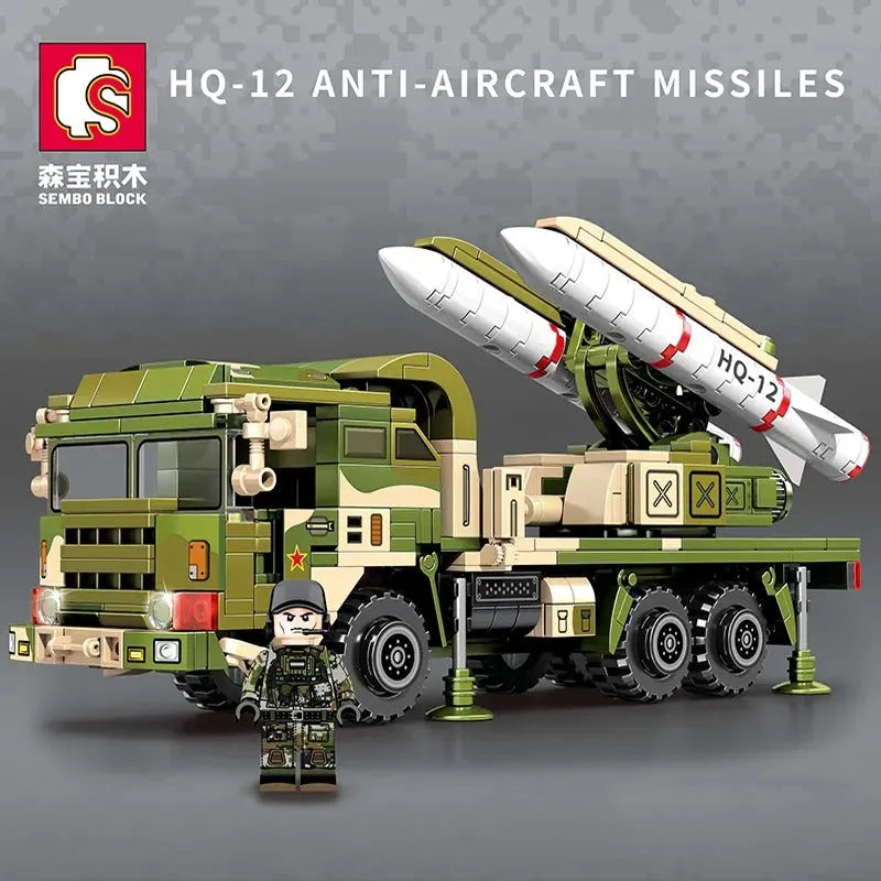 Building Blocks MOC Military WW2 HQ-12 Anti Aircraft Missile Air Defense Bricks Toy - 1