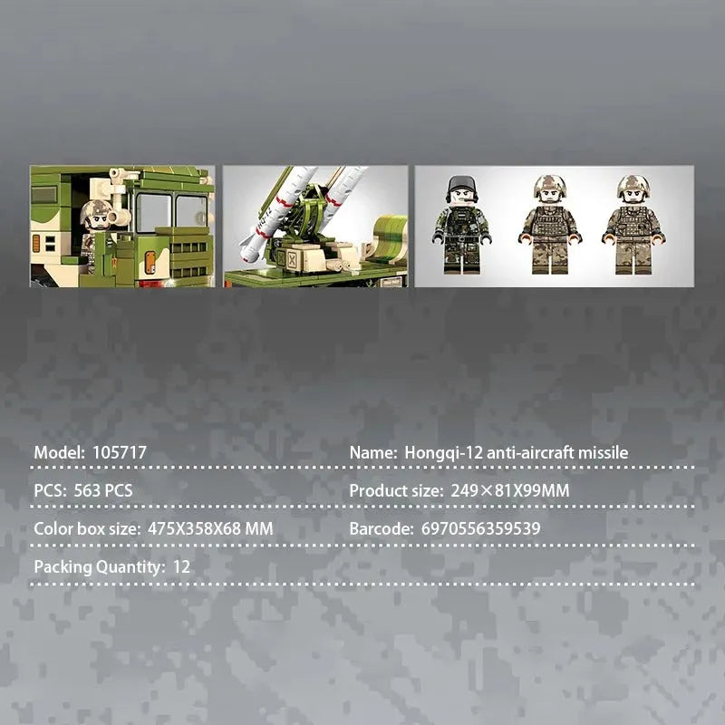 Building Blocks MOC Military WW2 HQ-12 Anti Aircraft Missile Air Defense Bricks Toy - 2