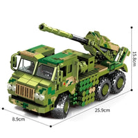 Thumbnail for Building Blocks MOC Military WW2 Mounted Howitzer Canon Truck Bricks Toys - 3