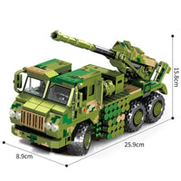Thumbnail for Building Blocks MOC Military WW2 Mounted Howitzer Canon Truck Bricks Toys Construction Set Toys - 3