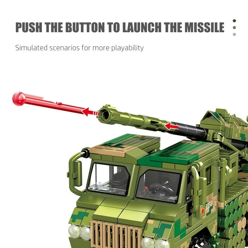 Building Blocks MOC Military WW2 Mounted Howitzer Canon Truck Bricks Toys Construction Set Toys - 8