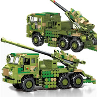 Thumbnail for Building Blocks MOC Military WW2 Mounted Howitzer Canon Truck Bricks Toys - 1