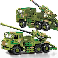 Thumbnail for Building Blocks MOC Military WW2 Mounted Howitzer Canon Truck Bricks Toys Construction Set Toys - 1