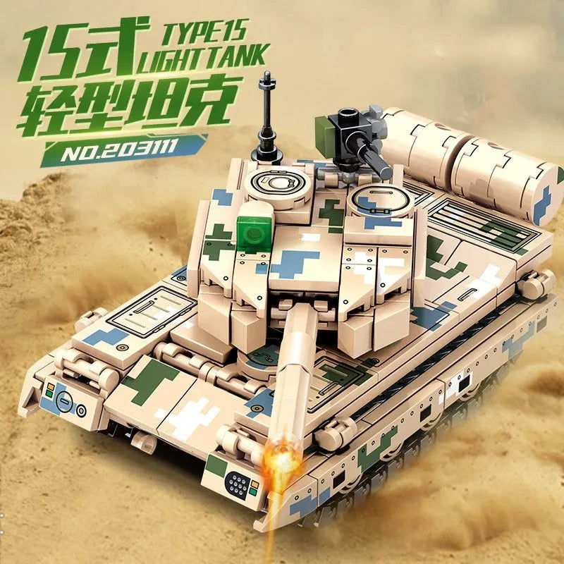 Building Blocks MOC Military WW2 Type 15 Light Tank Bricks Toys - 3