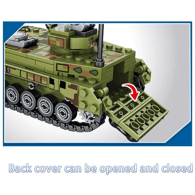 Building Blocks MOC Military WW2 Type 86 IFV Canon Tank Bricks Toys - 5