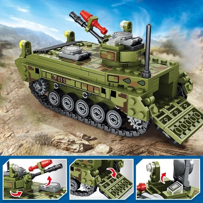 Building Blocks MOC Military WW2 Type 86 IFV Canon Tank Bricks Toys - 6