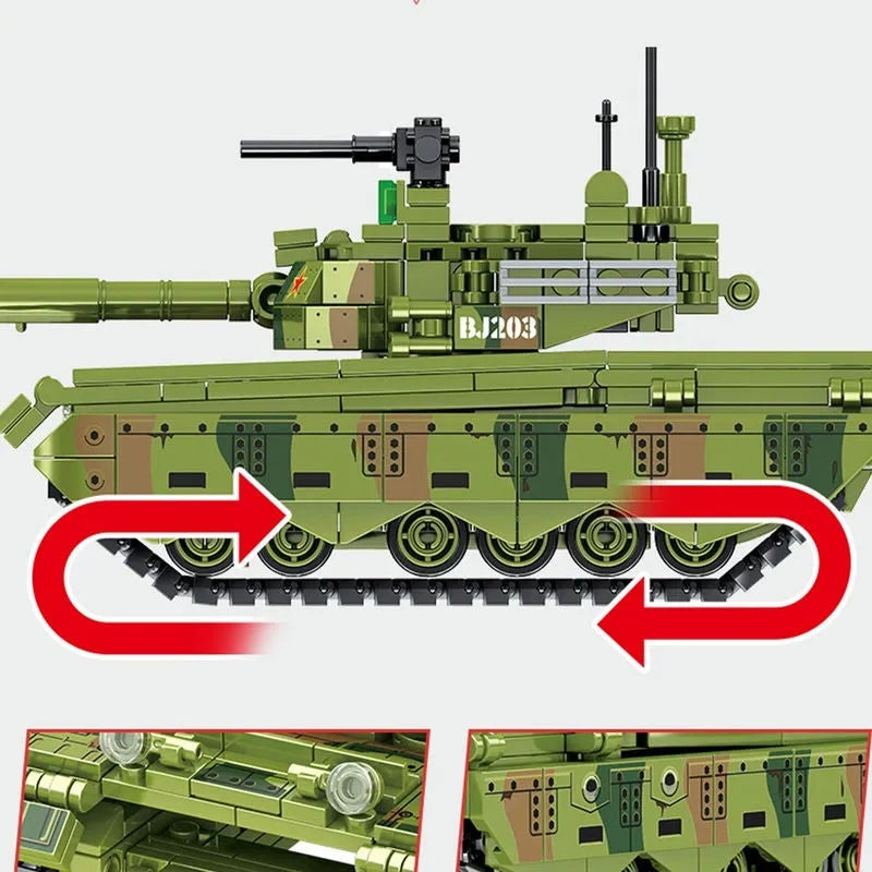 Building Blocks MOC Military WW2 TYPE 96 Main Battle Tank Bricks Toys Construction Set Toys - 8