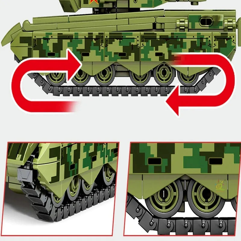 Building Blocks MOC Military WW2 Type 99A Main Battle Tank Bricks Toys - 5