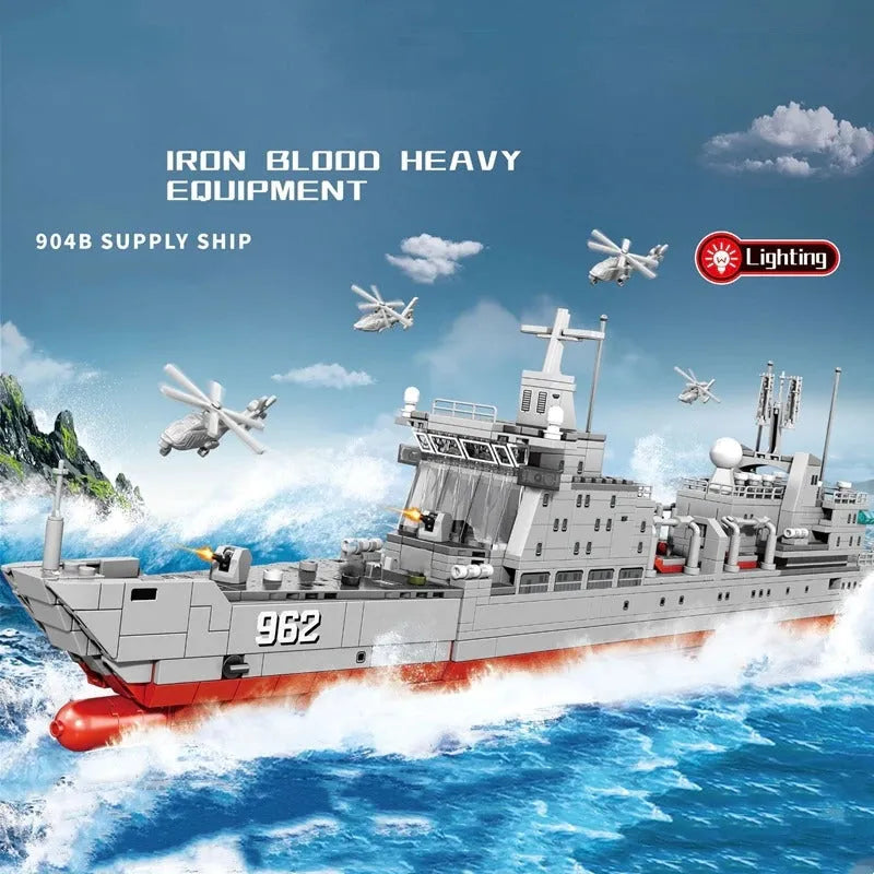 Building Blocks MOC Military WW2 Vessel 904B Supply Ship Bricks Toys - 2