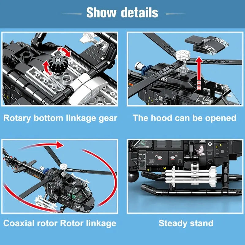 Building Blocks MOC Military Z-11B Attack Helicopter Bricks Toys Construction Set Toys - 11